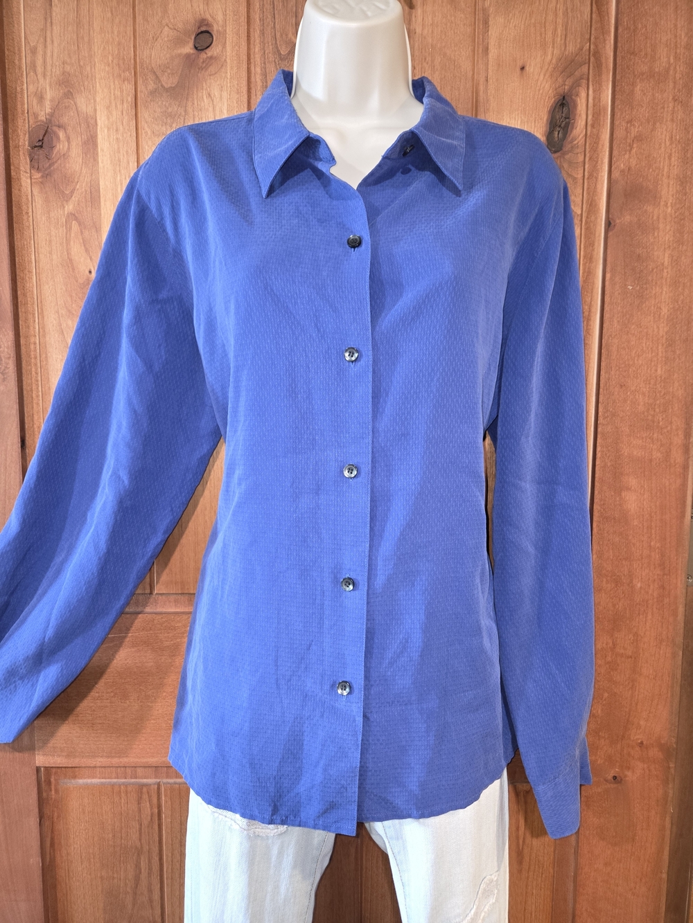 Liz Claiborne Button-Front Sueded Shirt in Cobaltโ Blue